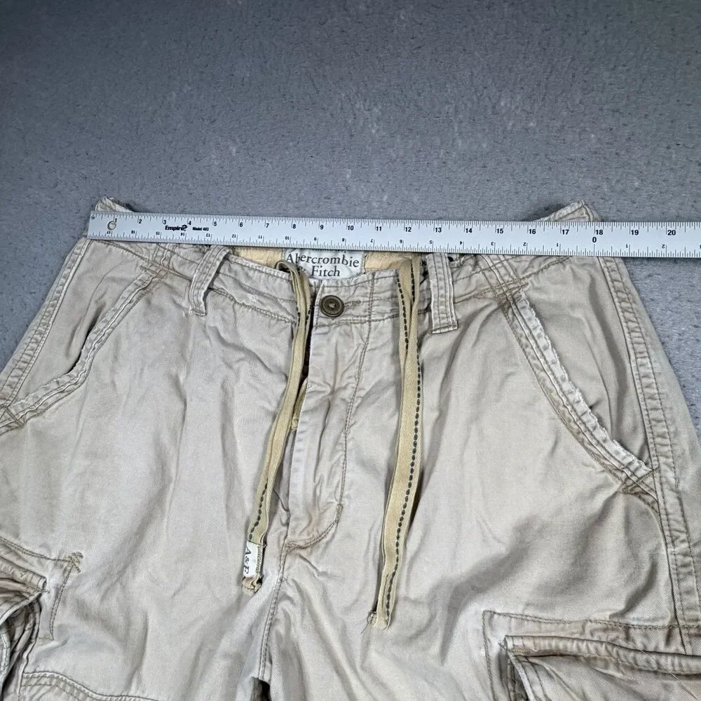 Abercrombie & Fitch Men’s Shorts 36 Khaki Button Fly Distressed Heavy Cargo